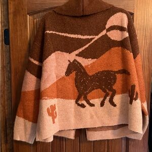Lucky Brand Desert Horse Cardigan - Brown and Orange